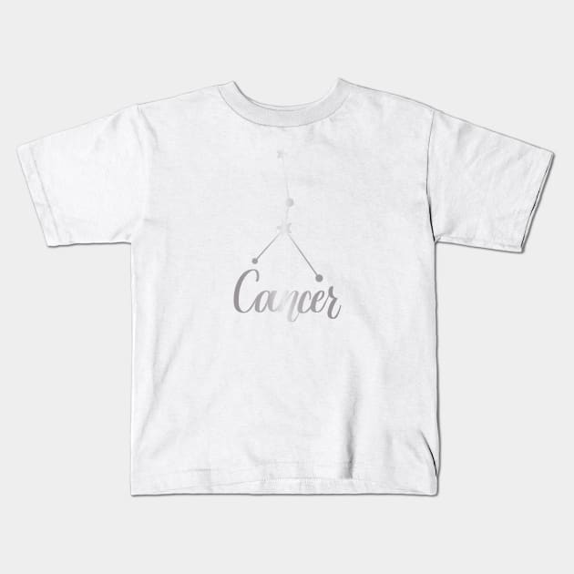 Cancer Zodiac Constellation in Silver Kids T-Shirt by Kelly Gigi